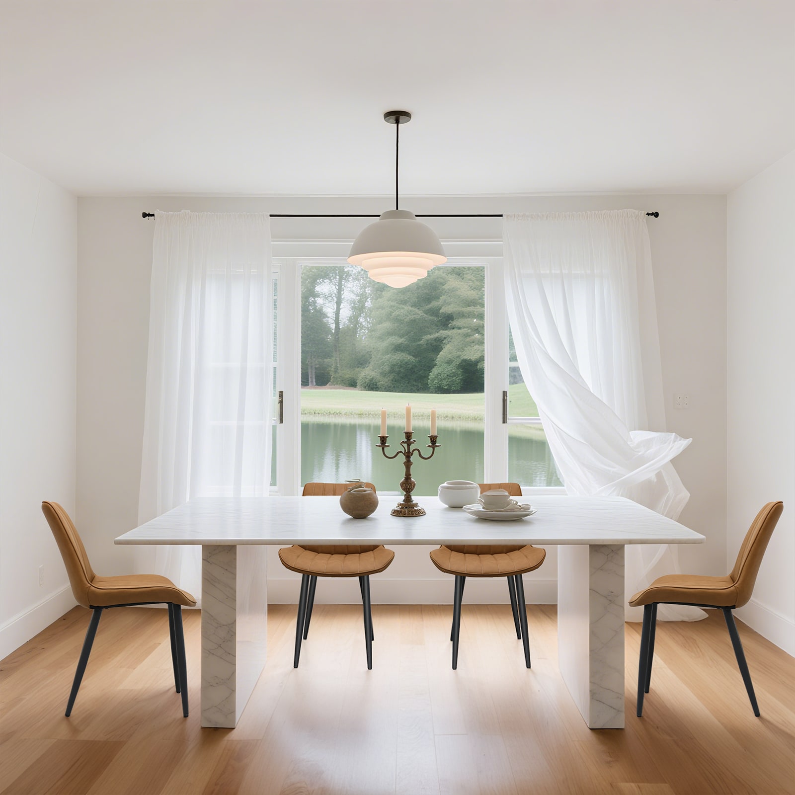 Brown PU Leather Dining Chair With Metal Legs, Wave Pattern Upholstered Armless Chair Set Of 6 For Kitchen, Restaurant, Living, Meeting Room_maomaolike.com